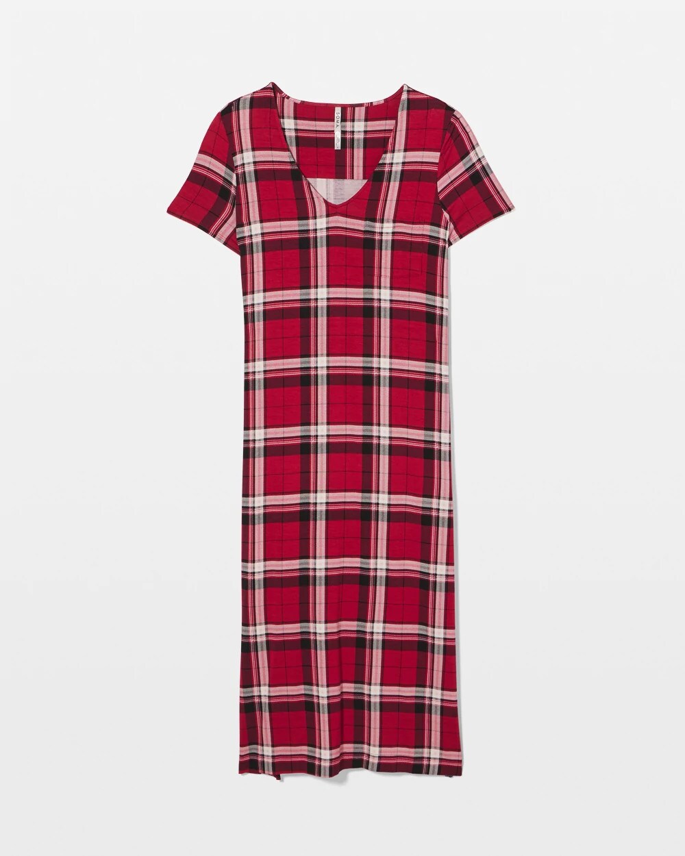 PERFECT PLAID RED - Short Sleeve Long Sleepshirt