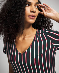 MIDNIGHT STRIPE GREEN JOL - Short Sleeve Long Sleepshirt