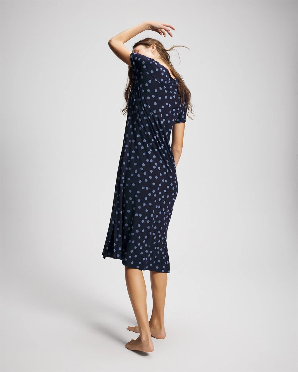 MOVEMENT DOT NAVY - Short Sleeve Long Sleepshirt