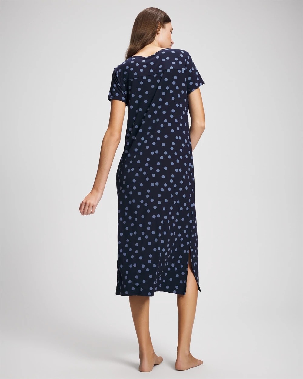 MOVEMENT DOT NAVY - Short Sleeve Long Sleepshirt
