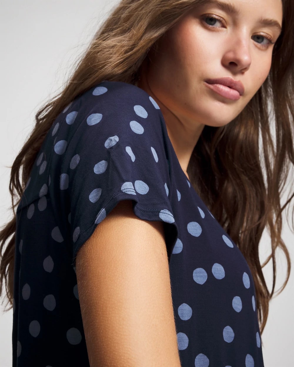 MOVEMENT DOT NAVY - Short Sleeve Long Sleepshirt