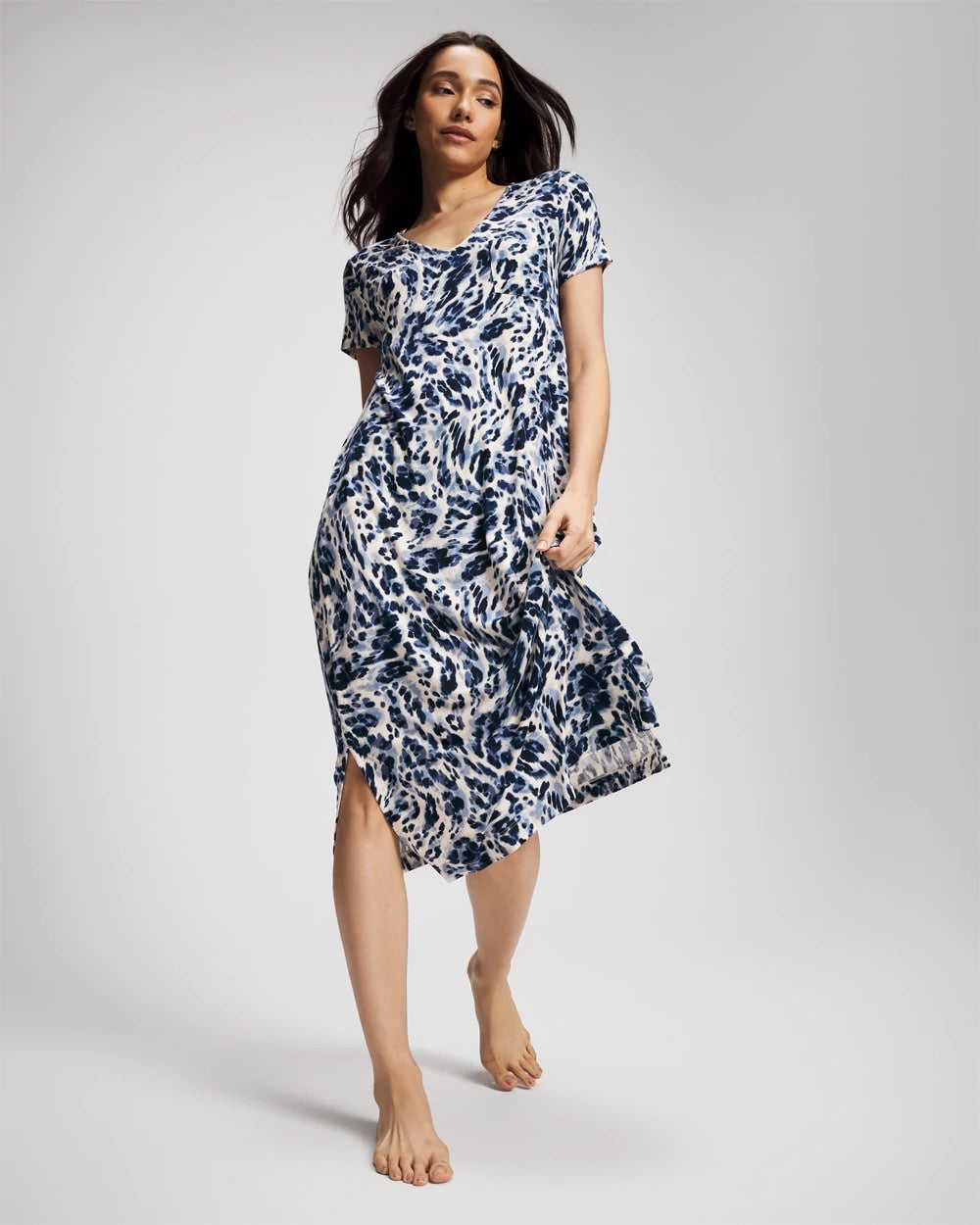 LOVELIEST LEOPARD PARCH M - Short Sleeve Long Sleepshirt