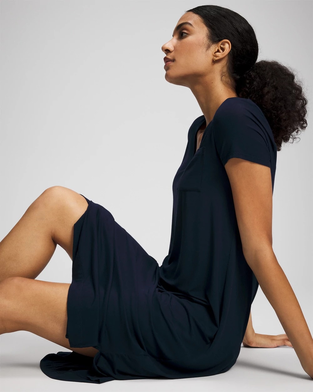 NIGHTFALL NAVY - Short Sleeve Long Sleepshirt