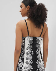 STAMPED FLORAL SCARF BLK - Flyaway Pajama Cami
