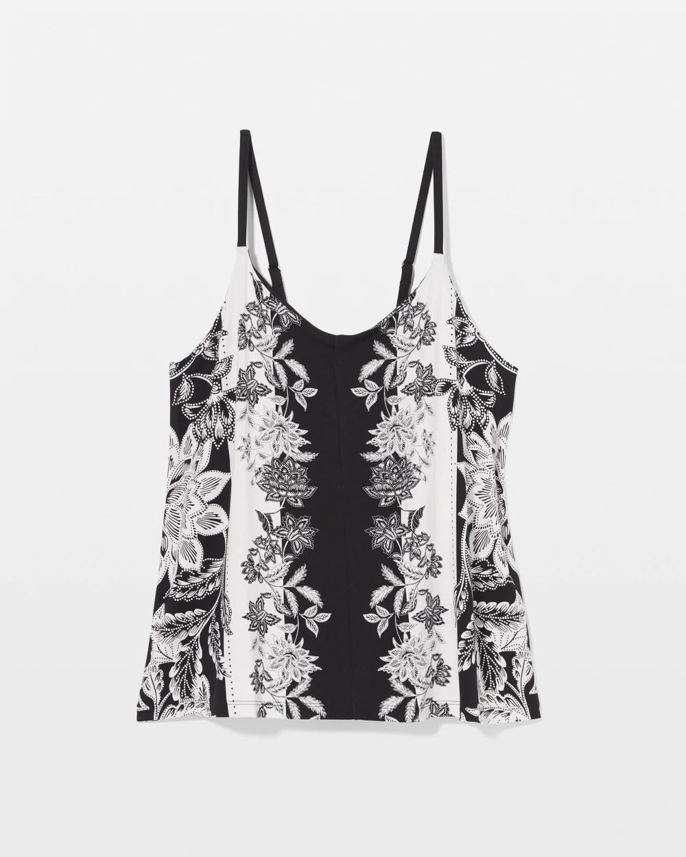 STAMPED FLORAL SCARF BLK - Flyaway Pajama Cami