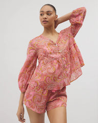 SHOW OFF PAISLEY P GUAVA - Cotton Voile Long Sleeve Pajama Top