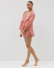 SHOW OFF PAISLEY P GUAVA - Cotton Voile Long Sleeve Pajama Top