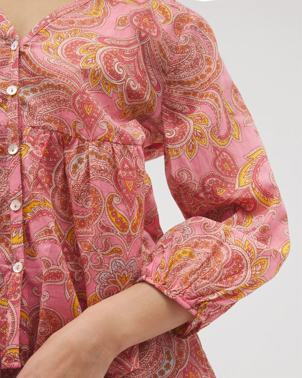 SHOW OFF PAISLEY P GUAVA - Cotton Voile Long Sleeve Pajama Top