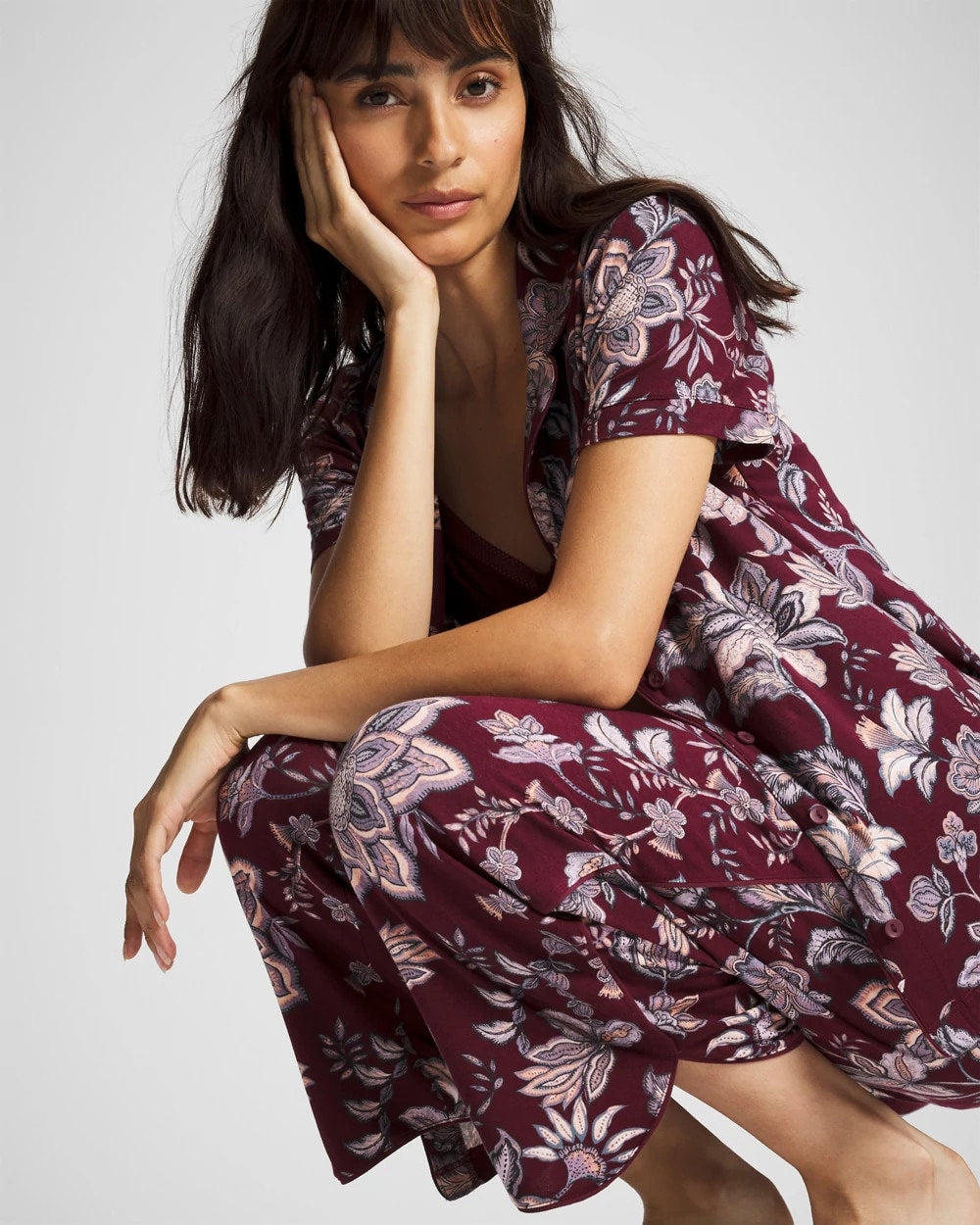 PAISLEY SPLENDOR PLUM - Piped Crop Pajama Pants