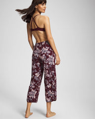 PAISLEY SPLENDOR PLUM - Piped Crop Pajama Pants