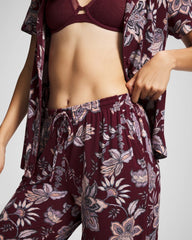 PAISLEY SPLENDOR PLUM - Piped Crop Pajama Pants
