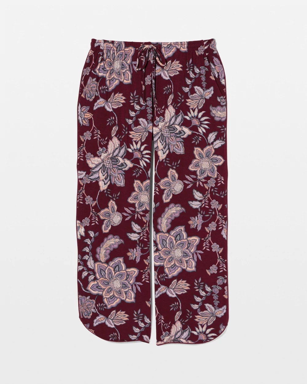 PAISLEY SPLENDOR PLUM - Piped Crop Pajama Pants