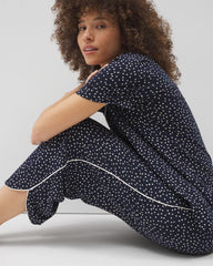 DOT OBSESSED NAVY - Piped Crop Pajama Pants