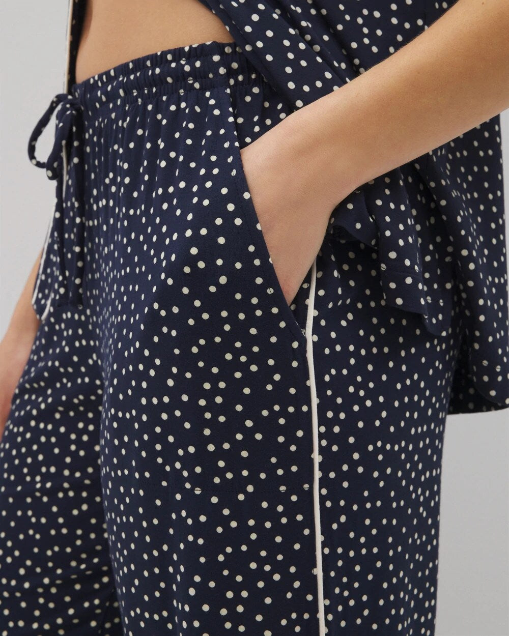 DOT OBSESSED NAVY - Piped Crop Pajama Pants