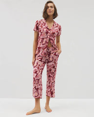 KASHMIR PAISLEY KISS - Piped Crop Pajama Pants