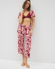 KASHMIR PAISLEY KISS - Piped Crop Pajama Pants