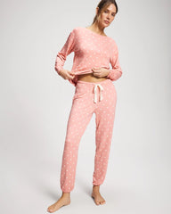 DREAMY DOT MID BLUSH PINK - Banded Ankle Pajama Pant