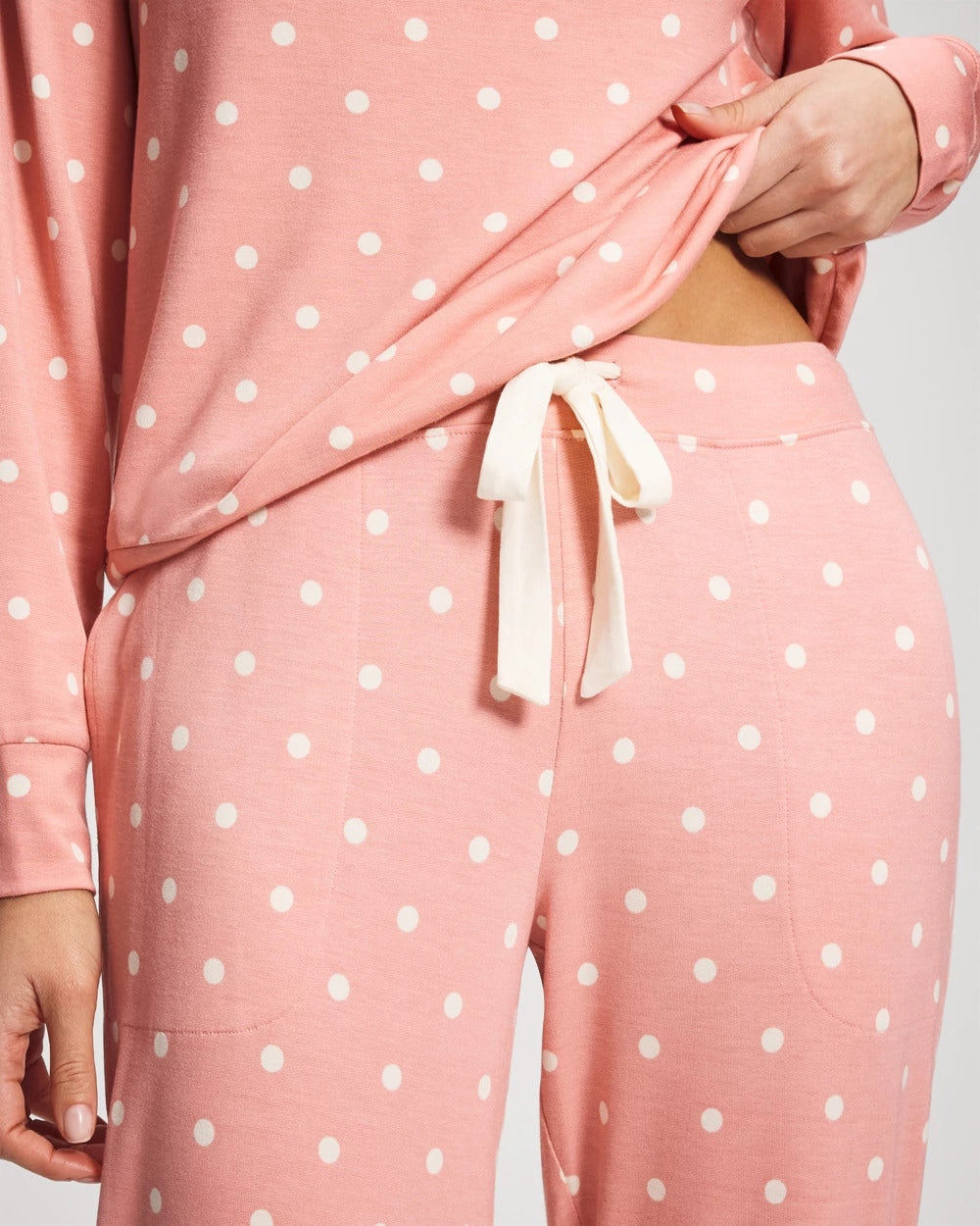 DREAMY DOT MID BLUSH PINK - Banded Ankle Pajama Pant