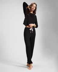 BLACK - Banded Ankle Pajama Pant