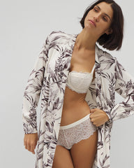 PALM PERFECT CHAMPAGNE - Long-Sleeve Short Robe