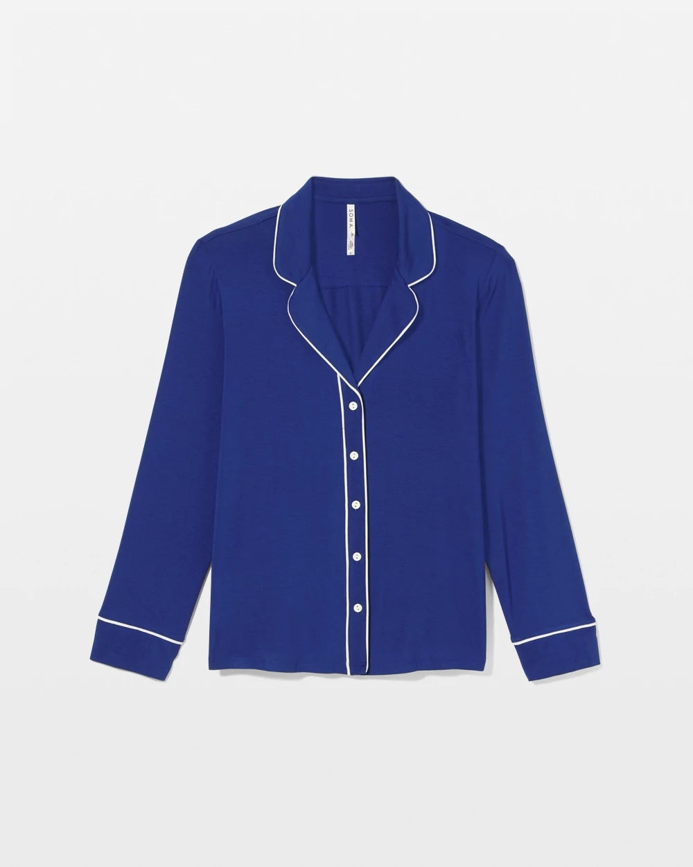 MAJESTY BLUE - Long Sleeve Notch Collar w/ Piped Placket Pajama Top