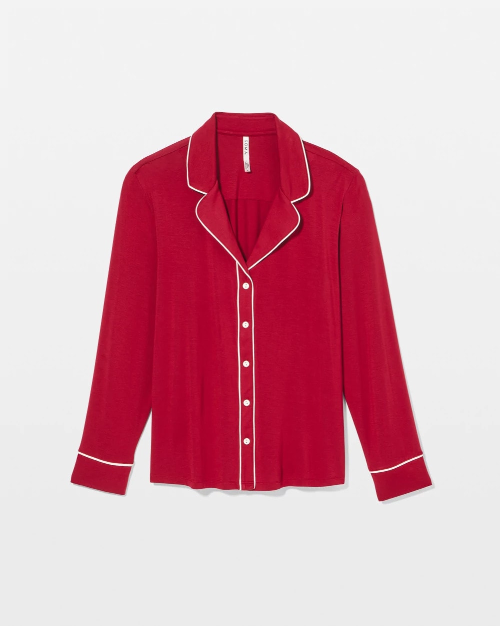 PAINT THE TOWN RED - Long Sleeve Notch Collar w/ Piped Placket Pajama Top