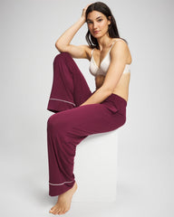 VELVET PLUM - Solid Piped Pajama Pant