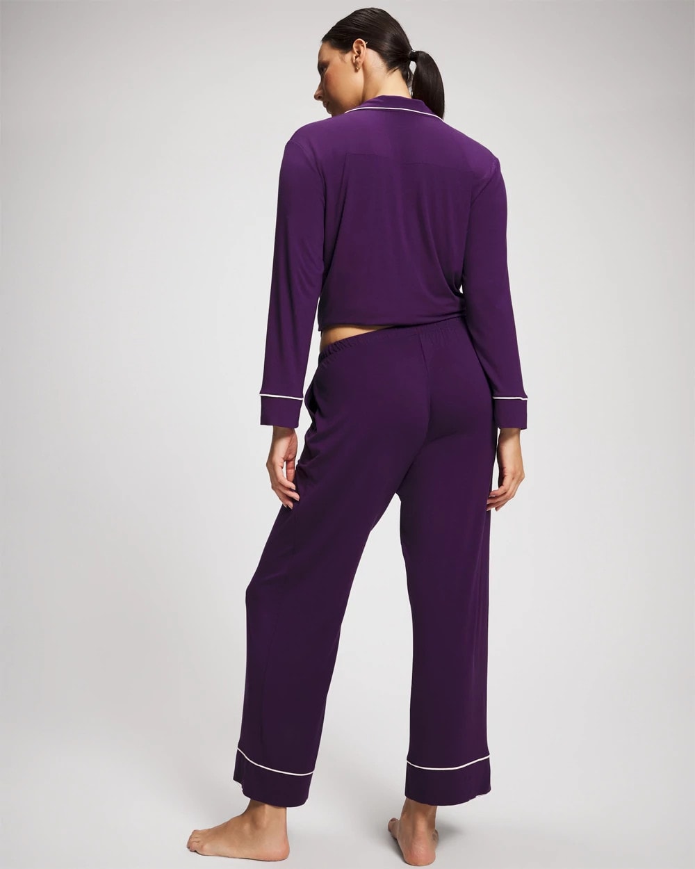 BLACKBERRY - Solid Piped Pajama Pant