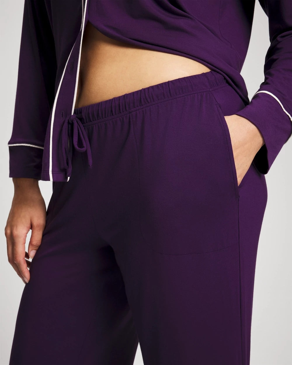 BLACKBERRY - Solid Piped Pajama Pant