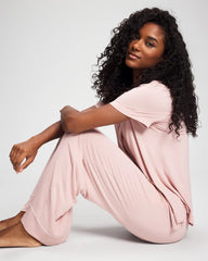 VINTAGE PINK - Solid Piped Pajama Pant