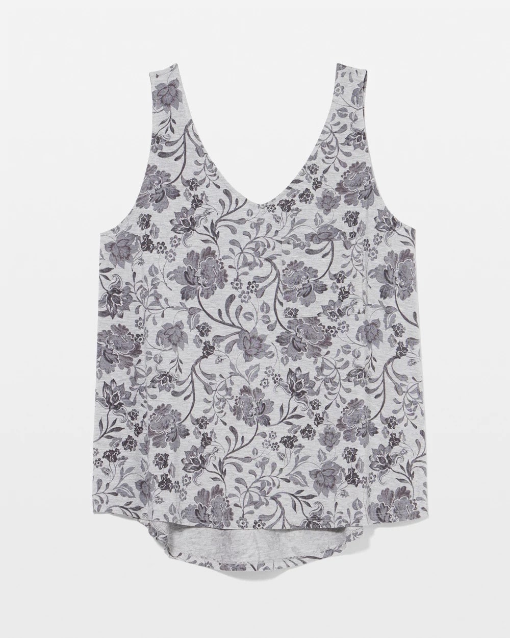 FLORAL EMBRACE GRAY - V-Neck Pajama Tank