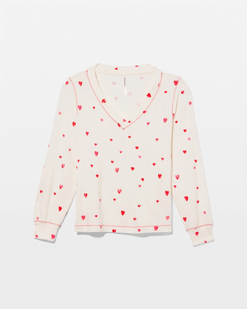 FLOATING HEARTS CHAMPAGNE - Long-Sleeve V-Neck Pajama Top