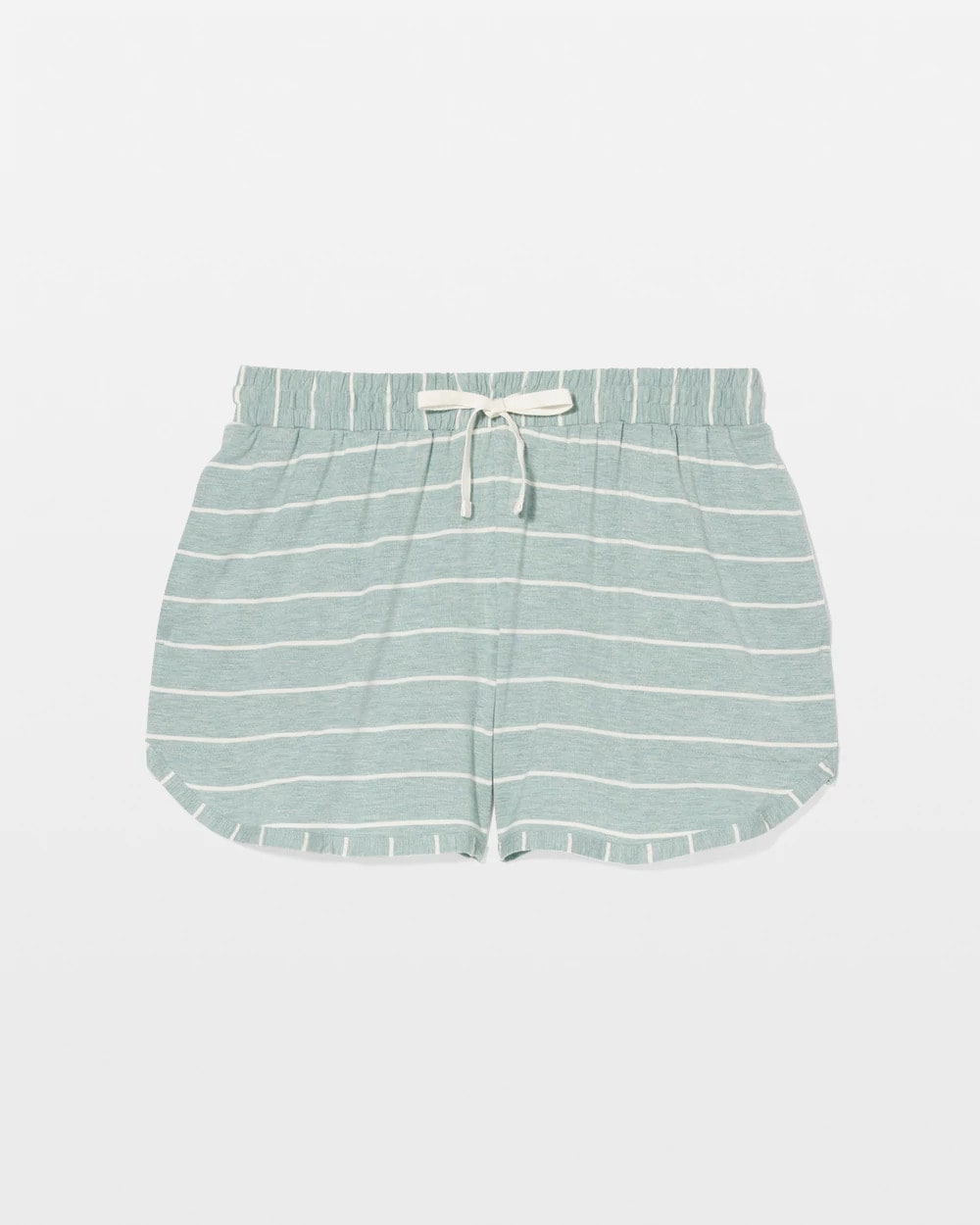 MINDFUL STRIPE HTHR JADE - Curved Hem Pajama Shorts