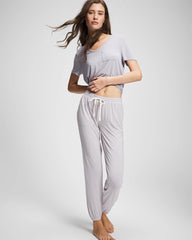 NIGHTCAP STRIPE LILAC ASH - Banded Ankle Pajama Pant