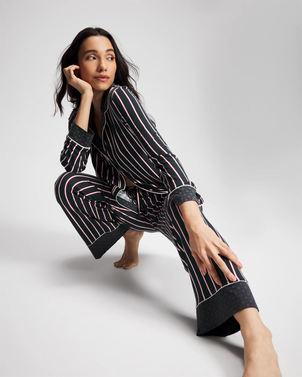 MIDNIGHT STRIPE GREEN JOL - Printed Pajama Pant