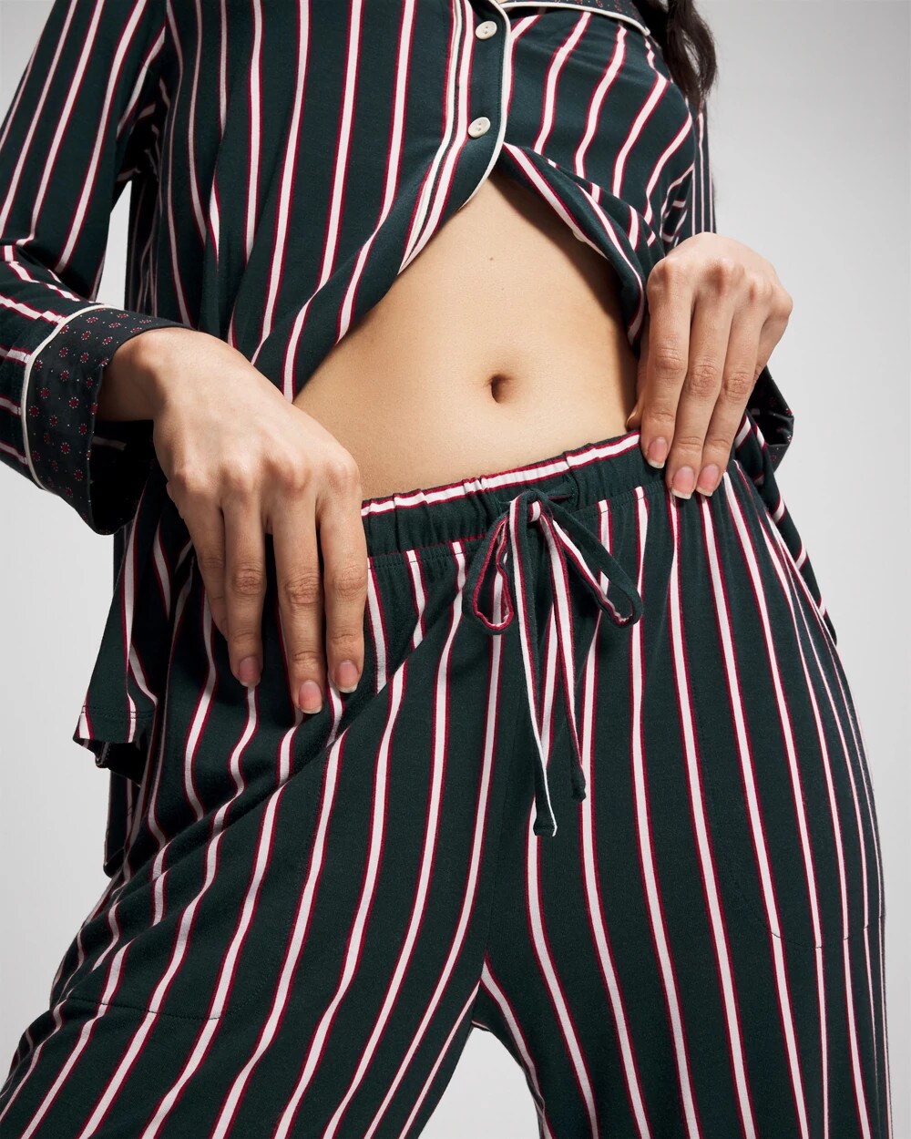 MIDNIGHT STRIPE GREEN JOL - Printed Pajama Pant