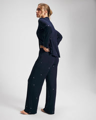 SILVER DEW DROP/NAVY - Printed Pajama Pant