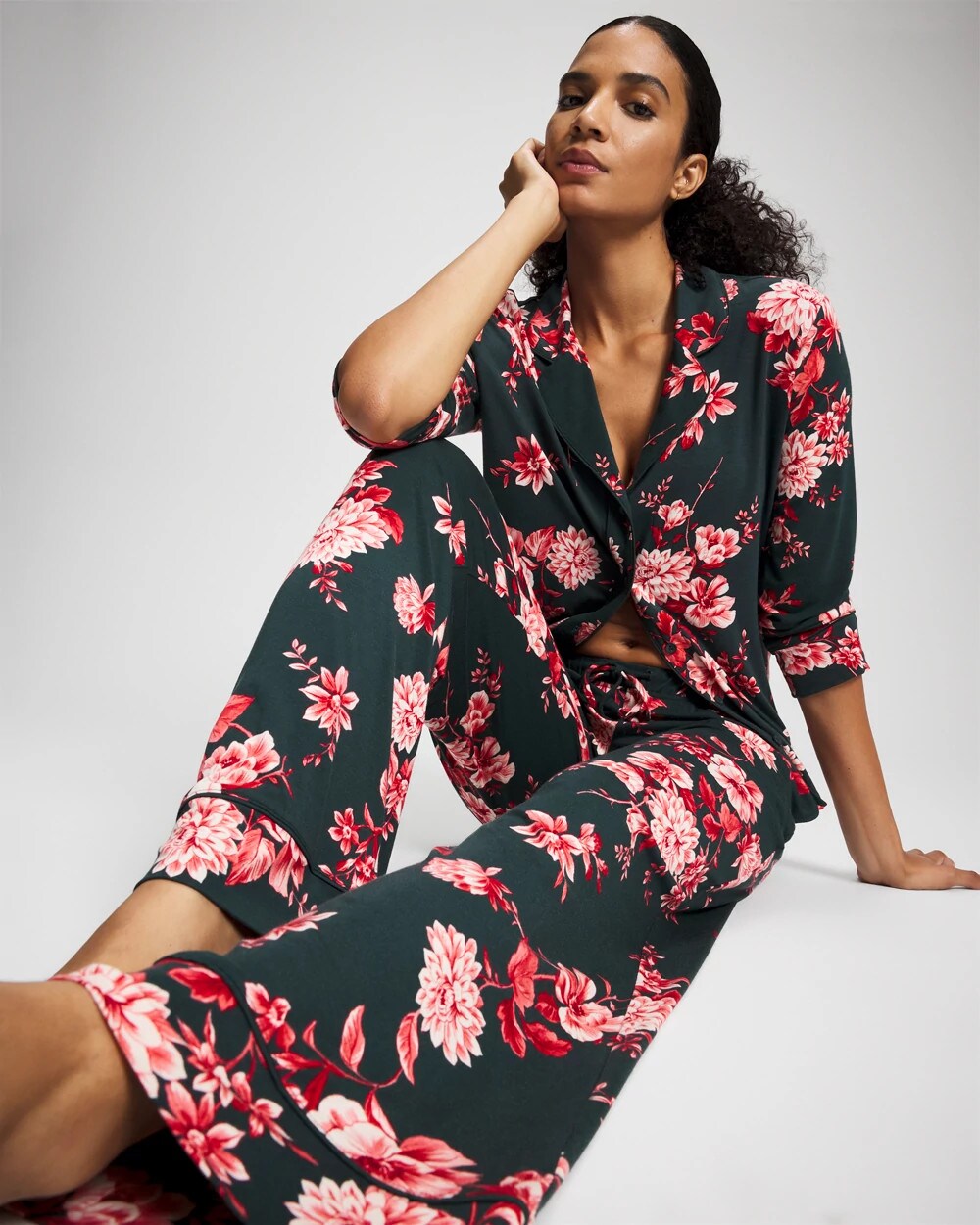 COTTAGE FLORAL GREEN - Printed Pajama Pant