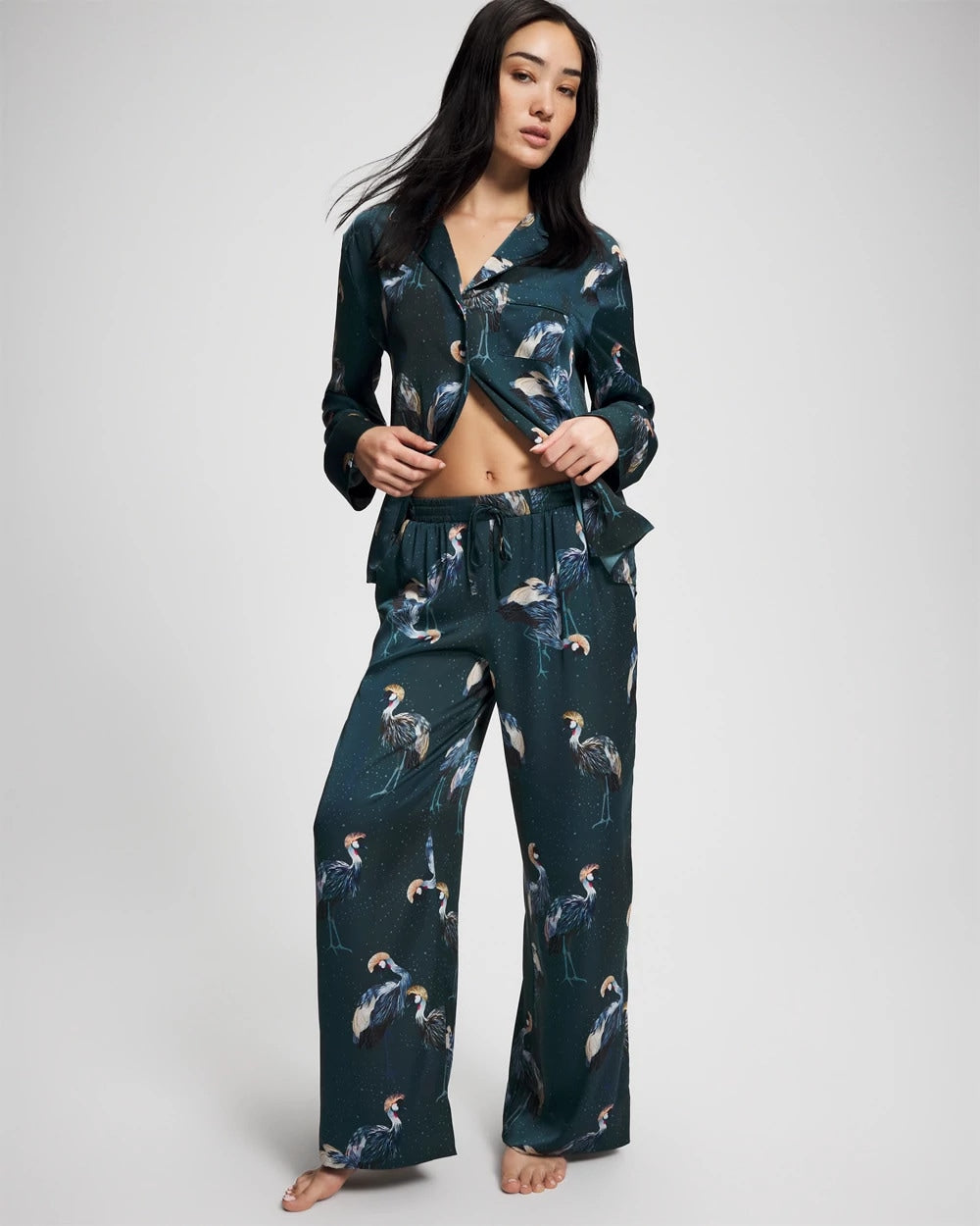 MIDNIGHT CRANES BLUE - Pajama Pants