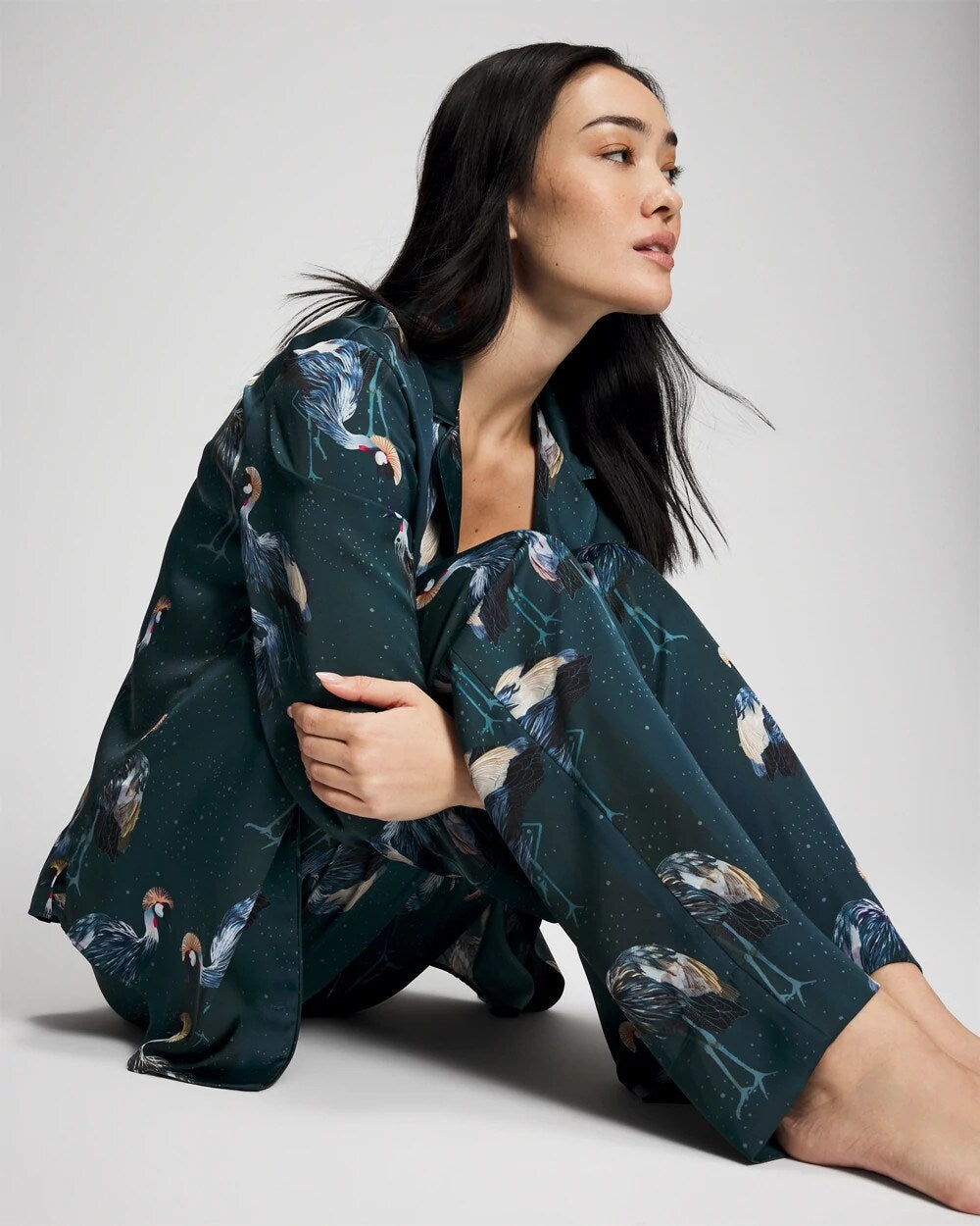 MIDNIGHT CRANES BLUE - Pajama Pants