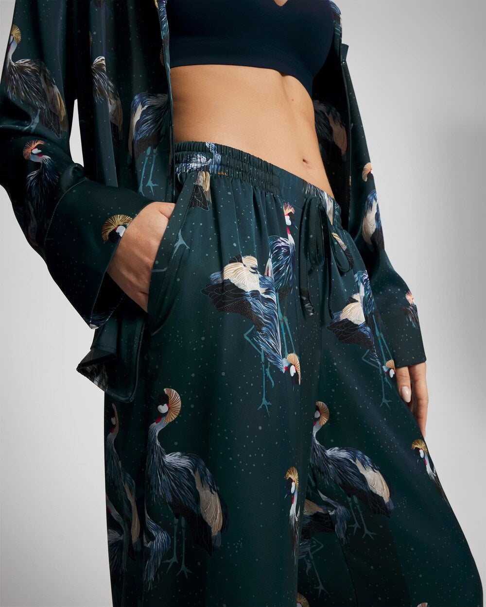 MIDNIGHT CRANES BLUE - Pajama Pants