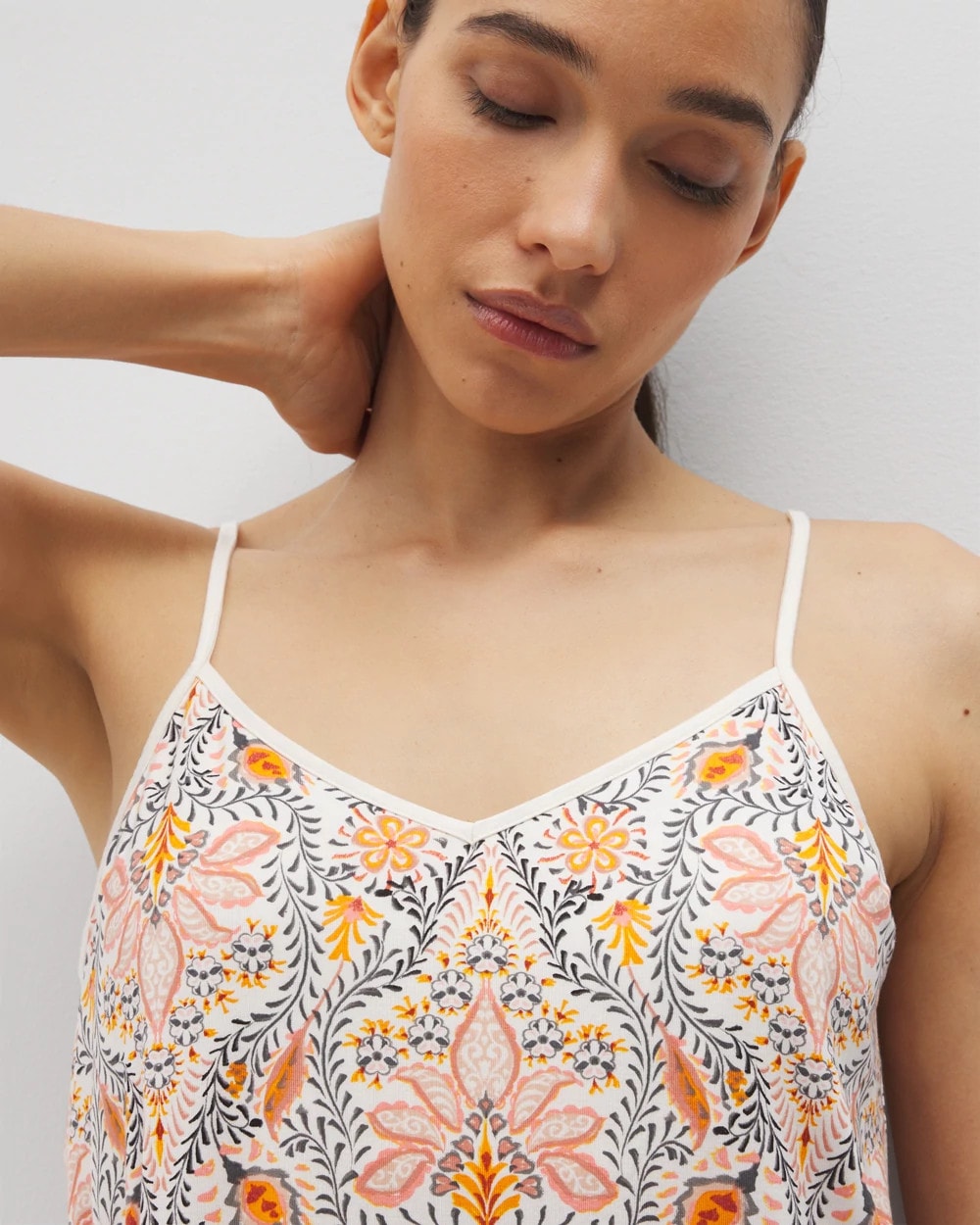 VINE PAISLEY CHAMPAGNE M - V-Neck Pajama Cami