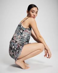 REGAL PAISLEY BLACK - Relaxed Piped Pajama Short