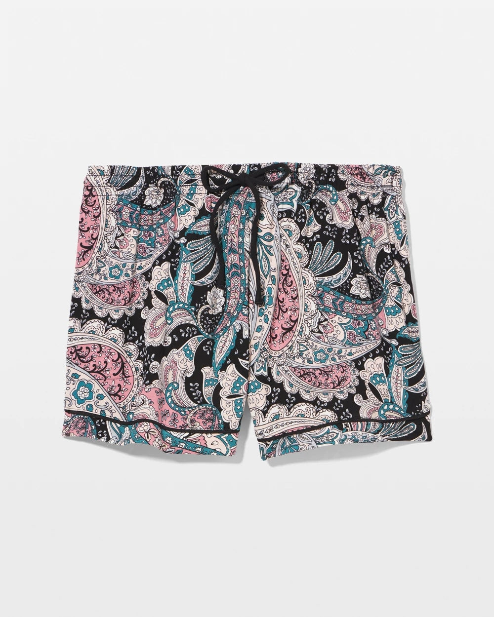 REGAL PAISLEY BLACK - Relaxed Piped Pajama Short