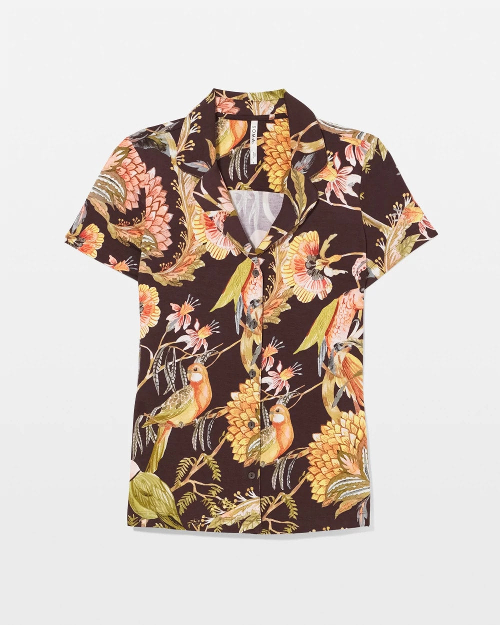 PARROT-DISO PLUME G PLUM - Short Sleeve Notch Collar Pajama Top