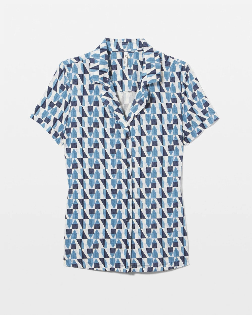 PRISM GEO MID NAVY - Short Sleeve Notch Collar Pajama Top