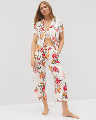 LE TIGRE FLORA CHAMPAGNE - Short Sleeve Notch Collar Pajama Top