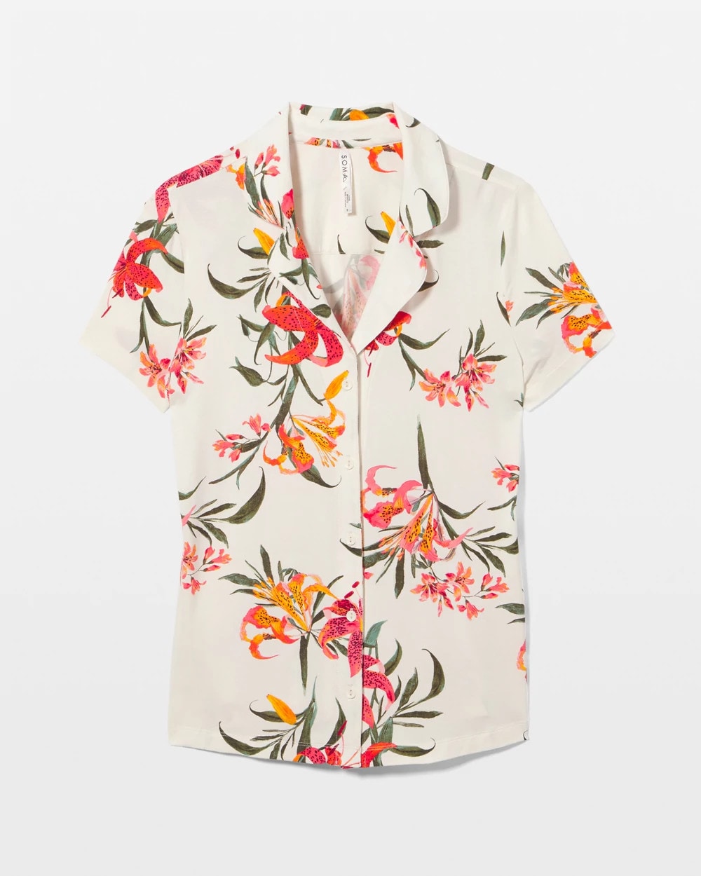 LE TIGRE FLORA CHAMPAGNE - Short Sleeve Notch Collar Pajama Top