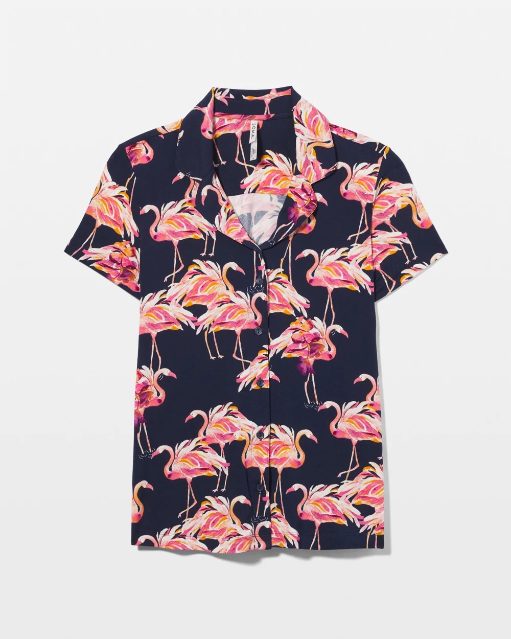 PARTY LIKE A FLOCK STAR N - Short Sleeve Notch Collar Pajama Top