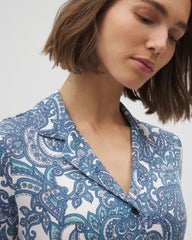 SHOW OFF PAISLEY COCONUT - Short Sleeve Notch Collar Pajama Top